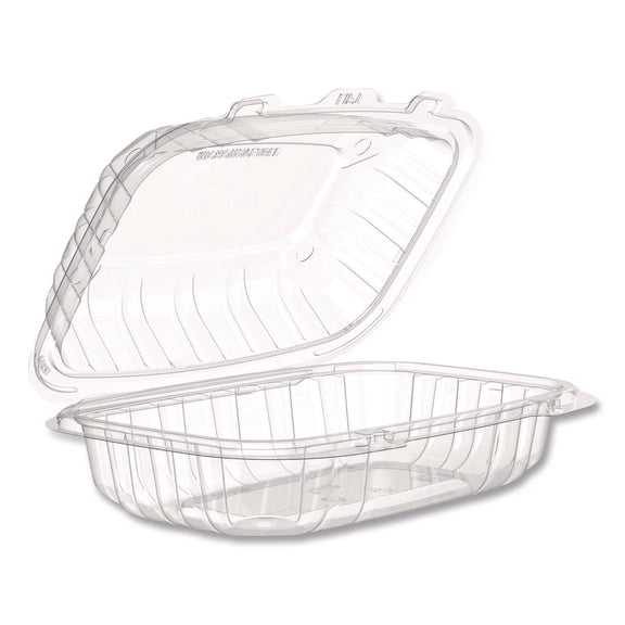 6.5 in. x 9 in. x 3 in. ProPlanet Microwaveable Hinged Plastic Containers - Clear (300/Carton)