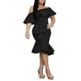 thumbnail image 4 of Gibobby Vestidos de noche cortos The Ruffles Elegant Off Cocktail Midi Vestido con cremallera para mujer Back Sholder Vestidos de cóctel para mujer(Negro,XL), 4 of 5