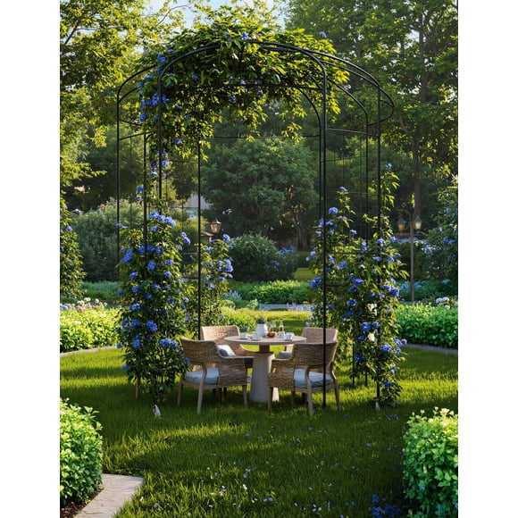Tonnelle de Jardin en Métal Noire – Treillis de Pergola Robuste en Forme de Cage à Oiseaux – Plantes Grimpantes, Vignes et Roses – Arche Décorative – Mariages, Patio, Cour Arrière et Cérémonie – Noir