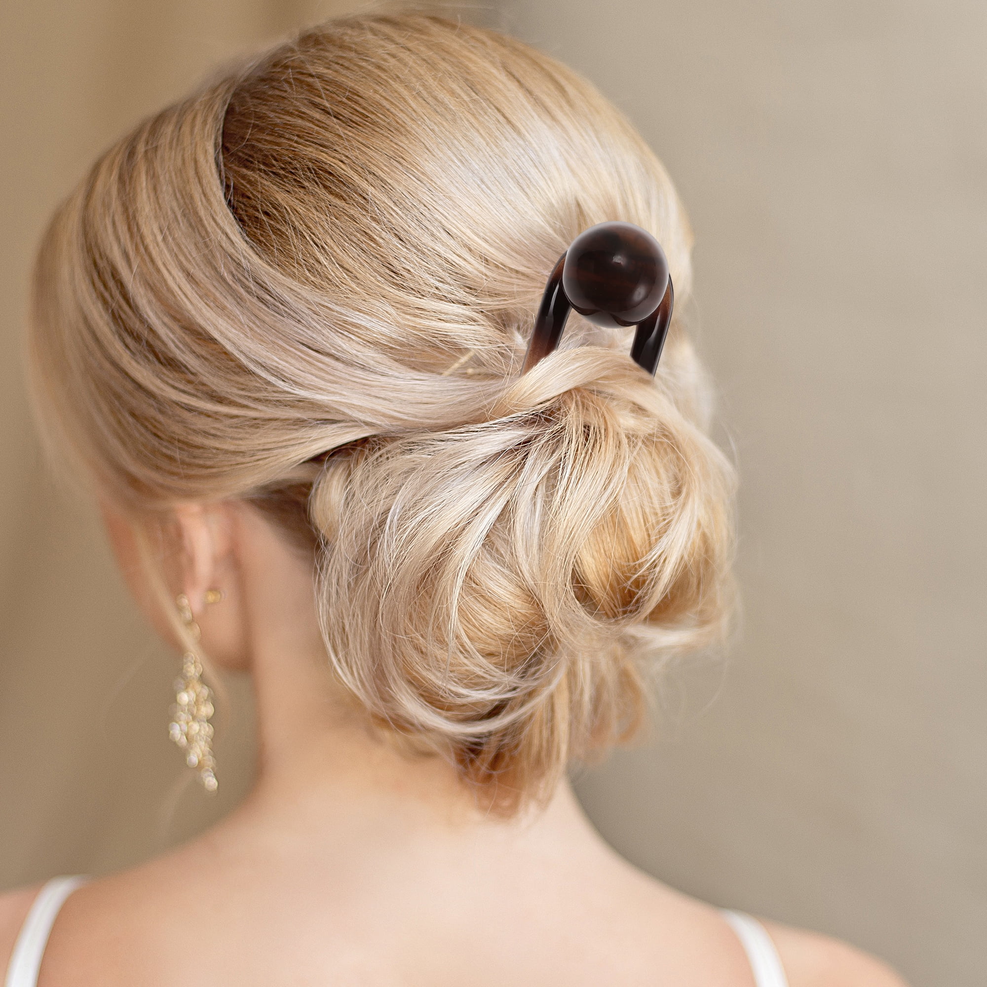 Unique Bargains U-shaped Hair Pin 4.53"x1.18" 1 Pc Glossy Brown