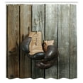 thumbnail image 2 of Ambesonne Brown Shower Curtain, Vintage Boxing Gloves, 69"Wx84"L, Brown, 2 of 4