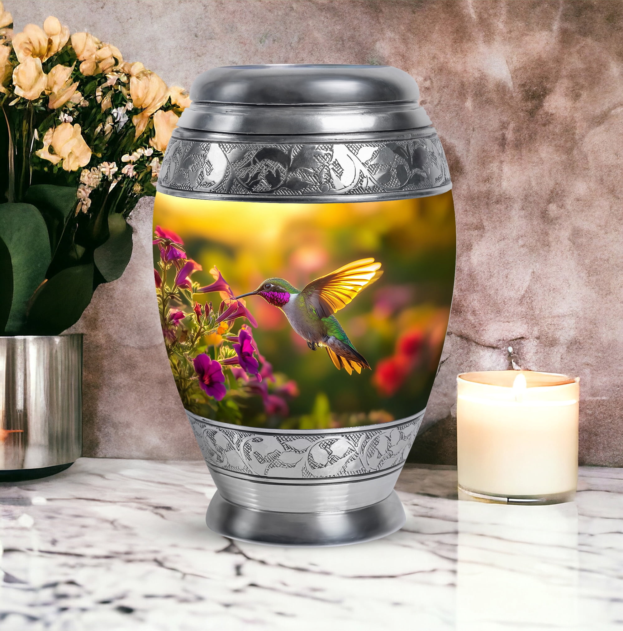 Yatskia Humming Bird Urn For Ashes Adult Male & Female, Large Urns For Human Ashes Mom & Dad, (Monar Large, 10 Inch)
