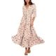 thumbnail image 1 of Vestido largo BWQ con estampado floral y cuello en V y media manga para mujer, 1 of 5