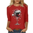 thumbnail image 1 of Camisetas de Manga Larga de las Mujeres Impresión de Navidad Cuello Redondo 3/4 Manga Suéter Superior, Moda Informal para Fiesta de Vacaciones Y Uso Diario, 1 of 7