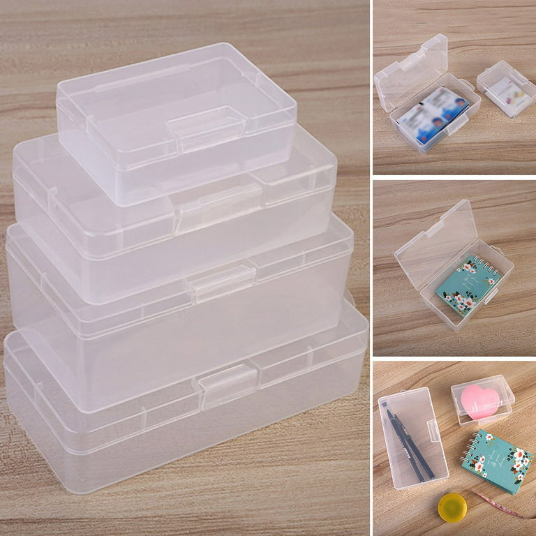 Wotermly 20 Pcs Mini Storage Containers Small Rectangle Plastic Clear Beads  Storage Containers Box with Hinged Lid for Storage of Tiny Items (Size B