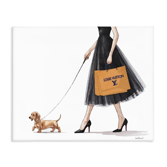 Stupell Industries Contemporary Fashionable Dog Walking Canvas Art, 20 x 16, by Amanda Greenwood