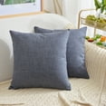 thumbnail image 2 of NATUS WEAVER Decor Lined Linen Burlap Square Throw Cushion Cover Sham Euro Pillowcase with Hidden Zipper 18 x 18  Dark Grey 2 pieces, 2 of 2