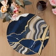 thumbnail image 3 of Blue Marble Round 15 Inch Placemats Set of 4, Grey Gold Texture Vintage Farmhouse Art HeatResistant Non Slip Place Mats for Dining Table, Wipeable Braided Kitchen Table Mats for Housewarming, 3 of 9