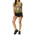 thumbnail image 2 of INSPIRE CHIC Women's Metallic Textured Short Sleeve Shiny Party Tops S Rainbow, 2 of 6