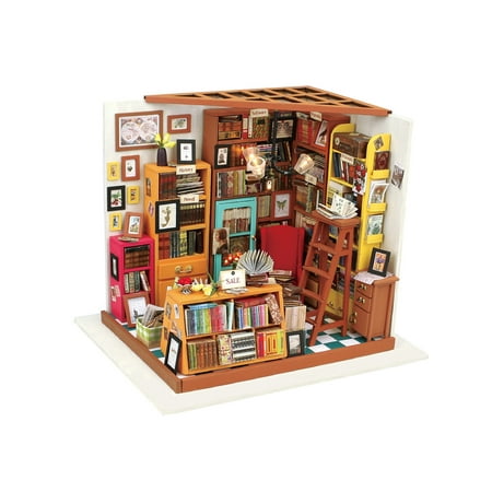 - Robotime Build Your Own Bookstore Kit - DIY Dollhouse Accessory Addition Room with Working Lights