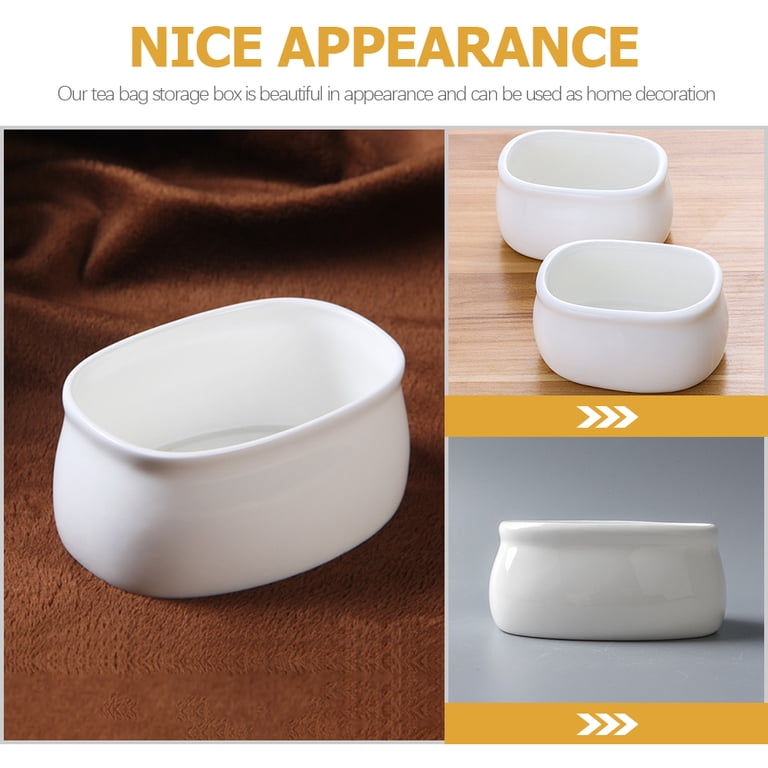2-Pack Ceramic Sugar & Tea Bag Holders - White Porcelain Multi-Use Dishes
