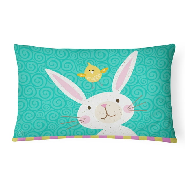 Carolines Treasures VHA3032PW1216 Happy Easter Rabbit Canvas Fabric Decorative Pillow