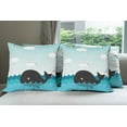 thumbnail image 6 of Ambesonne Nature Throw Pillow Cover 4 Pack, Whale in Wavy Ocean, 24", Black and Blue, 6 of 7