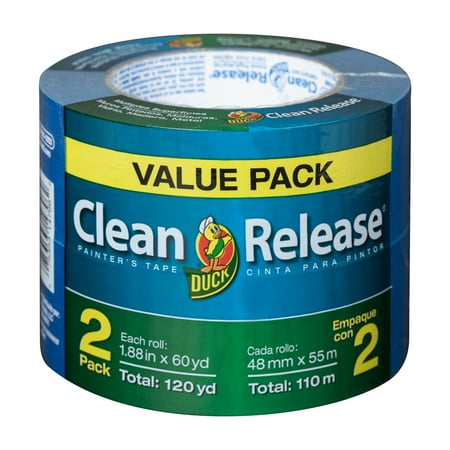 Blue Taper - Duck Brand Clean Release Blue Painter's Tape, 1.88 in. x 60 yd., 2-Pack