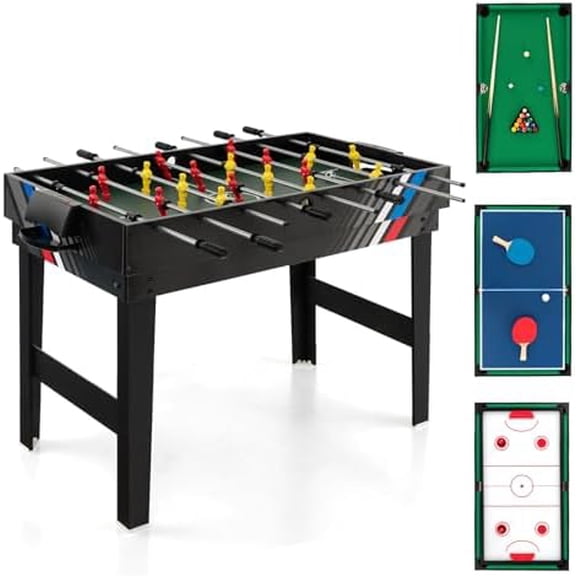4 in 1 Game Table, Multi-Game Table for Family & Friends, 48 Inch Foosball Table with Push Hockey, Pool & Table Tennis for Home, Game Room, Arcade, Club, Party, Family Night$$Sport & Recreation Other