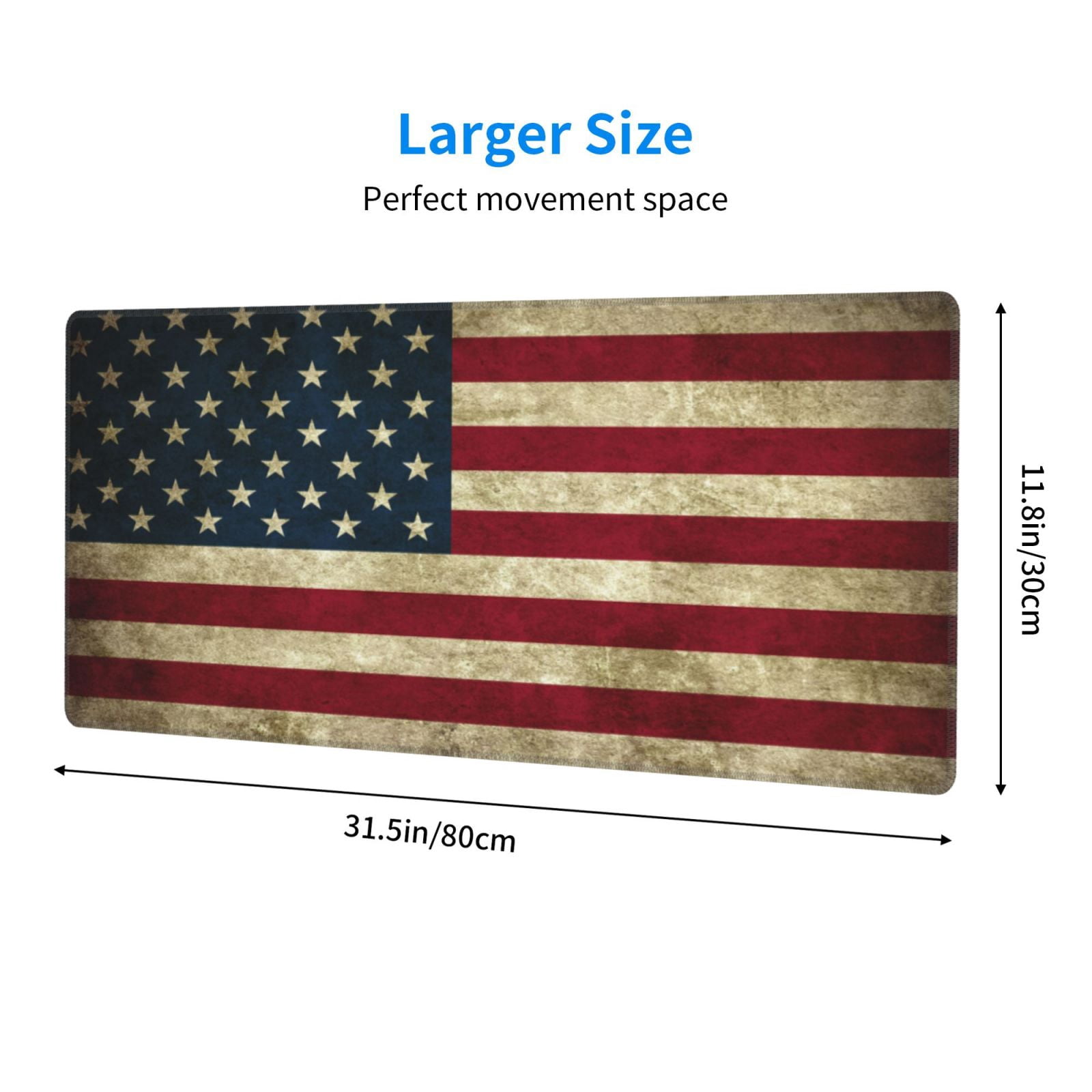 Large Gaming Mouse Mat Retro Us America Flag Long Extended Mousepad Desk Mat Non-Slip Rubber Micepads (31.5 X 11.8 Inches)\r\n