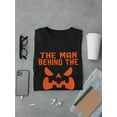 thumbnail image 3 of "The Man Behind The Pumpkin" Halloween Costume Men Black T-Shirt, Male Medium, 3 of 4