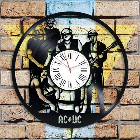 Amblelife AC DC LP Vinyl Record Wall Clock 12 Inch Design Rock Music Legends Home Decor Gift for Him Gift for Her Gift for Husband Gift for Wife Vintage Wall Art Birthday Christmas