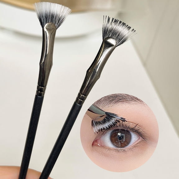 dianhelloya Eyelash Brush No Shedding Easy to Clean Soft Dense Bristles Curling Eyelash Flat Head Folded Fan-shaped Lashes Extension Brush Makeup Tools Black
