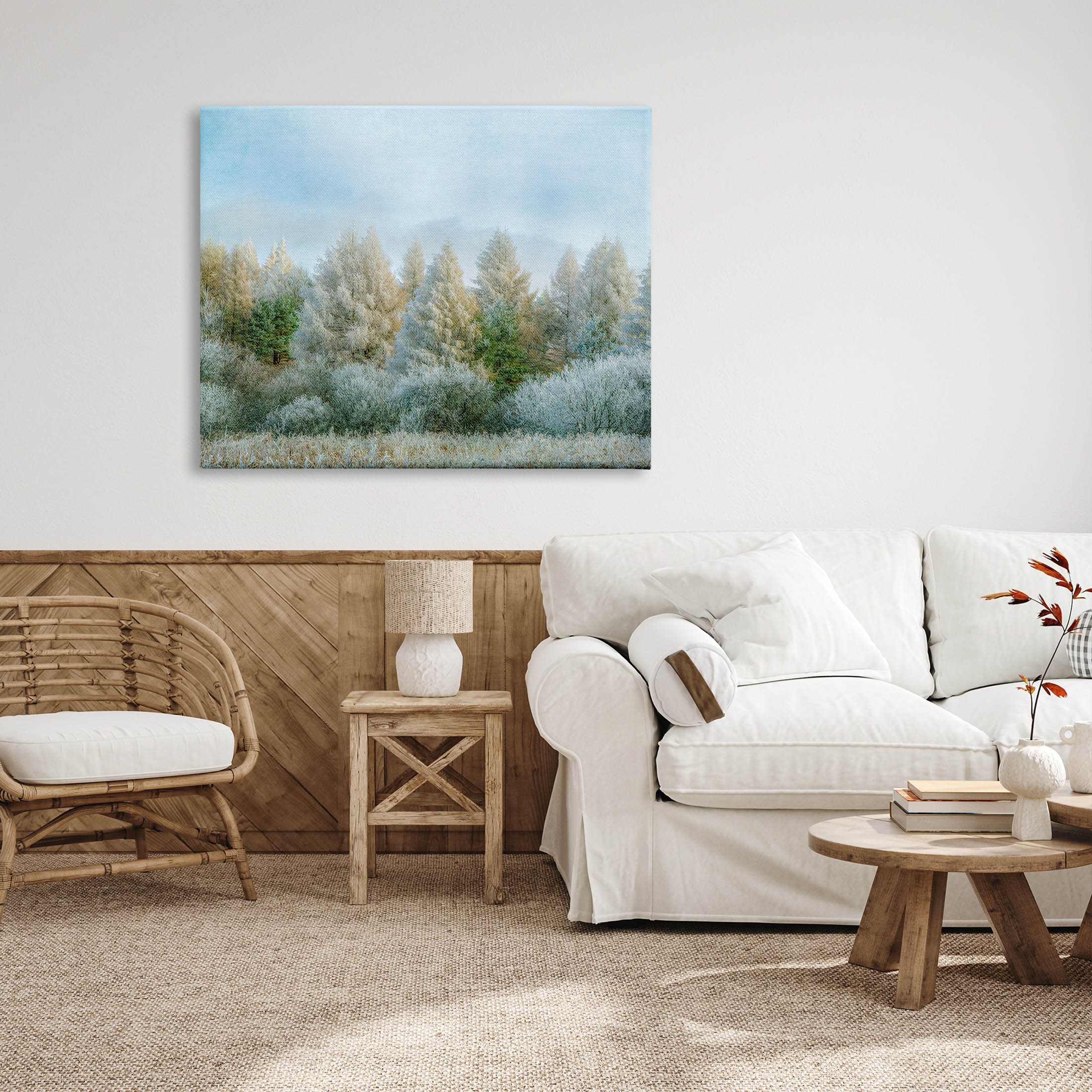 Woodland Grove Forest Trees Landscape Photograph Gallery Wrapped Canvas Print Wall Art