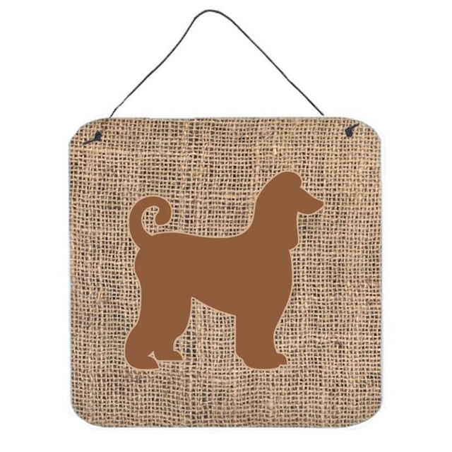 Afghan Hound Burlap And Brown Aluminium Metal Wall Or Door Hanging Prints