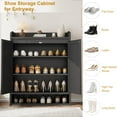 thumbnail image 3 of Modern Black Rattan Shoe Cabinet – Wooden Entryway Shoe Organizer with Adjustable Shelves and Closed Boho Rack – Durable Storage for Living Room or Bedroom, Color: Black, 3 of 7