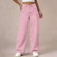 thumbnail image 2 of Nekdswn Girls Barrel Pants Elastic Waist Baggy Wide Leg Faux Denim Pants Solid Color High Stretch Loose Chinos Casual Y2k Streetwear Trousers, 2 of 8