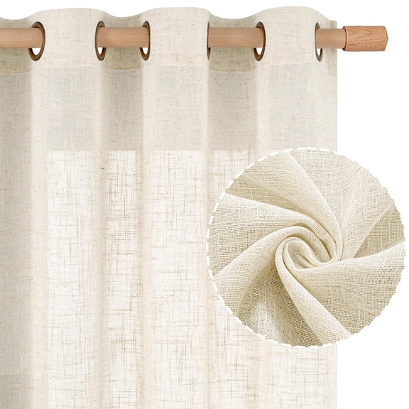 Light Filtering, Living Room Curtains, Soft Thick Neutral, Drapes for Farmhouse, Bronze Grommet, 2 Panels