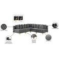thumbnail image 4 of Meridian Furniture Tremblay Grey Velvet Modular Sectional, 4 of 14
