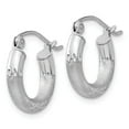 thumbnail image 3 of 14k White Gold Satin and Sparkle-Cut 3mm Round Hoop Earrings - 1.1 Grams - Measures 10x2.5mm Wide, 3 of 3
