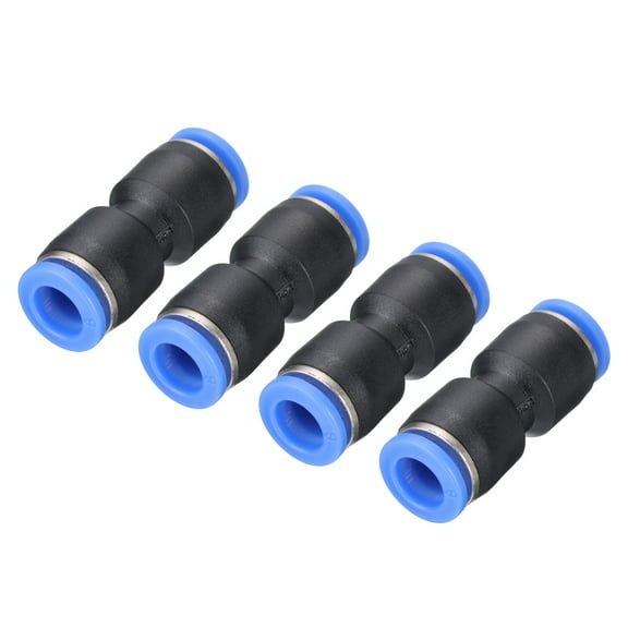 Uxcell 8mm Tube OD Quick Connect Push to Connector Fitting, Black 4Pcs