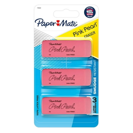 Paper Mate Pink Pearl Erasers, Large, 3 Count