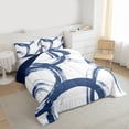 thumbnail image 3 of Homewish Graffiti Geometric Queen Comforter Set,Stripe Line Circle Bedding Sets,Blue White Bedding Comforter Set For Boys Kids,Luxury Bedroom Decor Reversible,3pcs, 3 of 8