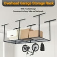 thumbnail image 4 of Kojooin 3 x 8 ft Overhead Garage Storage Rack, Heavy Duty Ceiling Storage System with Adjustable Height for Tools and Seasonal Items, 4 of 8