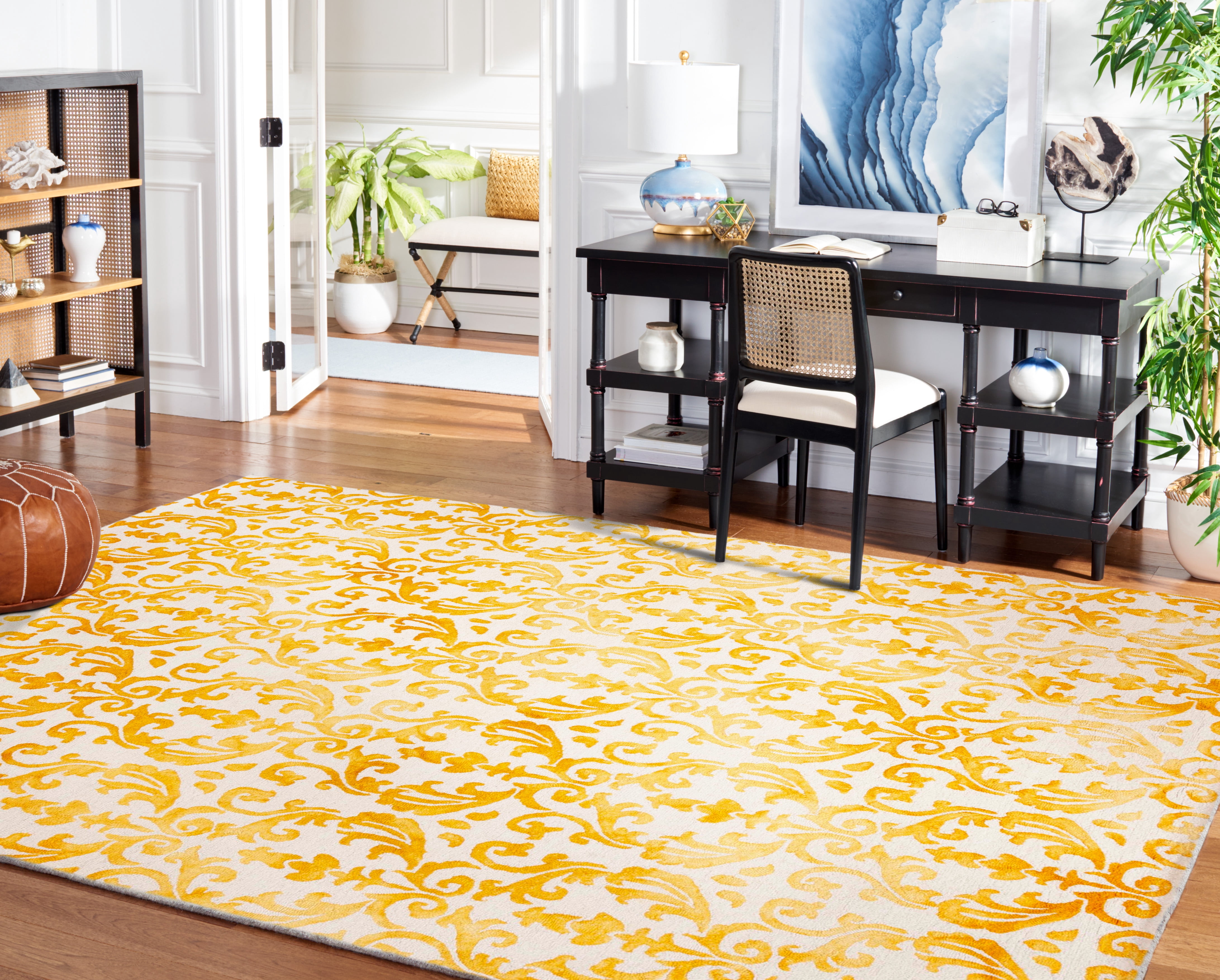 Safavieh Dip Dye Ernest Distressed Area Rug, Ivory/Gold, 9' x 12'