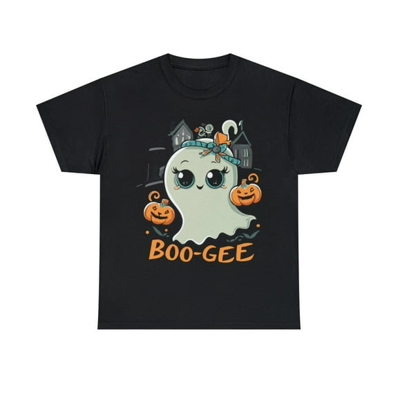 Boo Gee Cute Halloween Ghost Graphic Tee Shirt, S-4XL