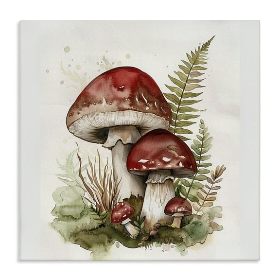 Stupell Industries Enchanted Forest Mushrooms Plants & Flowers Painting Wrapped Canvas Art Print Wall Art, 17 x 17