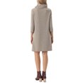 thumbnail image 3 of INSPIRE CHIC Women's Knit Dress 3/4 Sleeve Loose Turtleneck Pullover Sweater Fall Winter Mini Dress with Pockets S Khaki, 3 of 6