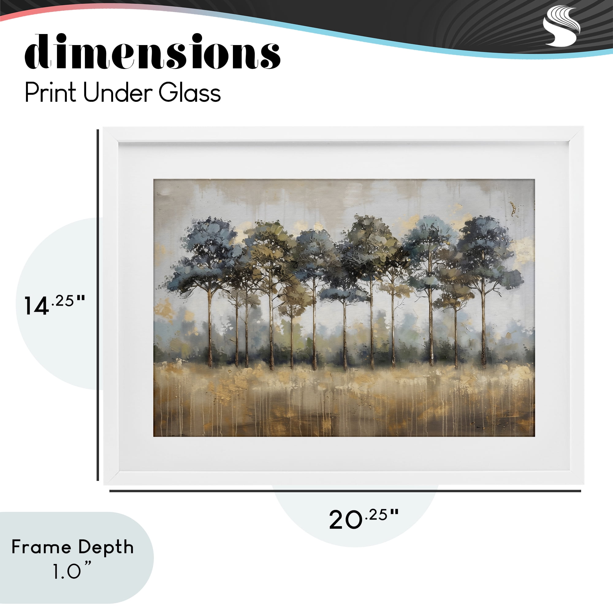 Stupell Industries Green & Blue Forest Grove White Framed Print Under Glass, design by Creative Studio