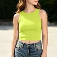 thumbnail image 5 of Fengqque Girls Tank Tops Athletic Sleeveless Crew Neck Ribbed Casual Solid Color Workout Crop Tops 9-14 Years Yellow 9-10 Years, 5 of 7