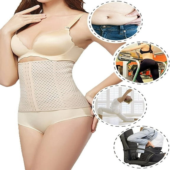 Women's Underbust Sport Girdle Waist Trainer Corsets Hourglass Body Shaper, Apricot, S