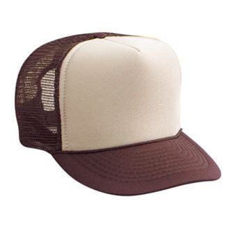 OTTO Polyester Foam Front 5 Panel High Crown Mesh Back Trucker Hat - Brn/Tan/Brn