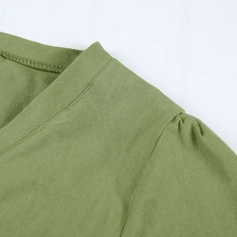 CUZIBR Women Summer Dress Casual Short Sleeve Classic Solid Color V-Nevk  Loose Oversized Midi Dresses Linen Cotton T-Shirt Dress For Ladies  Breathable Dailywear,Green,S - Walmart.com