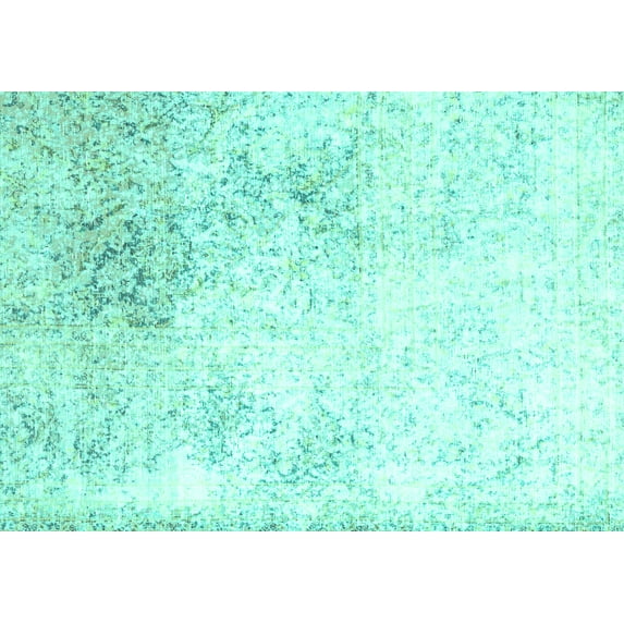 Ahgly Company Machine Washable Indoor Rectangle Persian Turquoise Blue Traditional Area Rugs, 7' x 9'