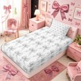 thumbnail image 5 of Meiyoeat Gray Bow Pattern Twin Sheets 3pcs, Geometric Plaid Bedding, 5 of 6