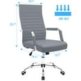 thumbnail image 3 of QRKD Ribbed Office Desk Chair Mid-Back PU Leather Executive Conference Task Chair Adjustable Swivel Chair with Arms (Grey), 3 of 15