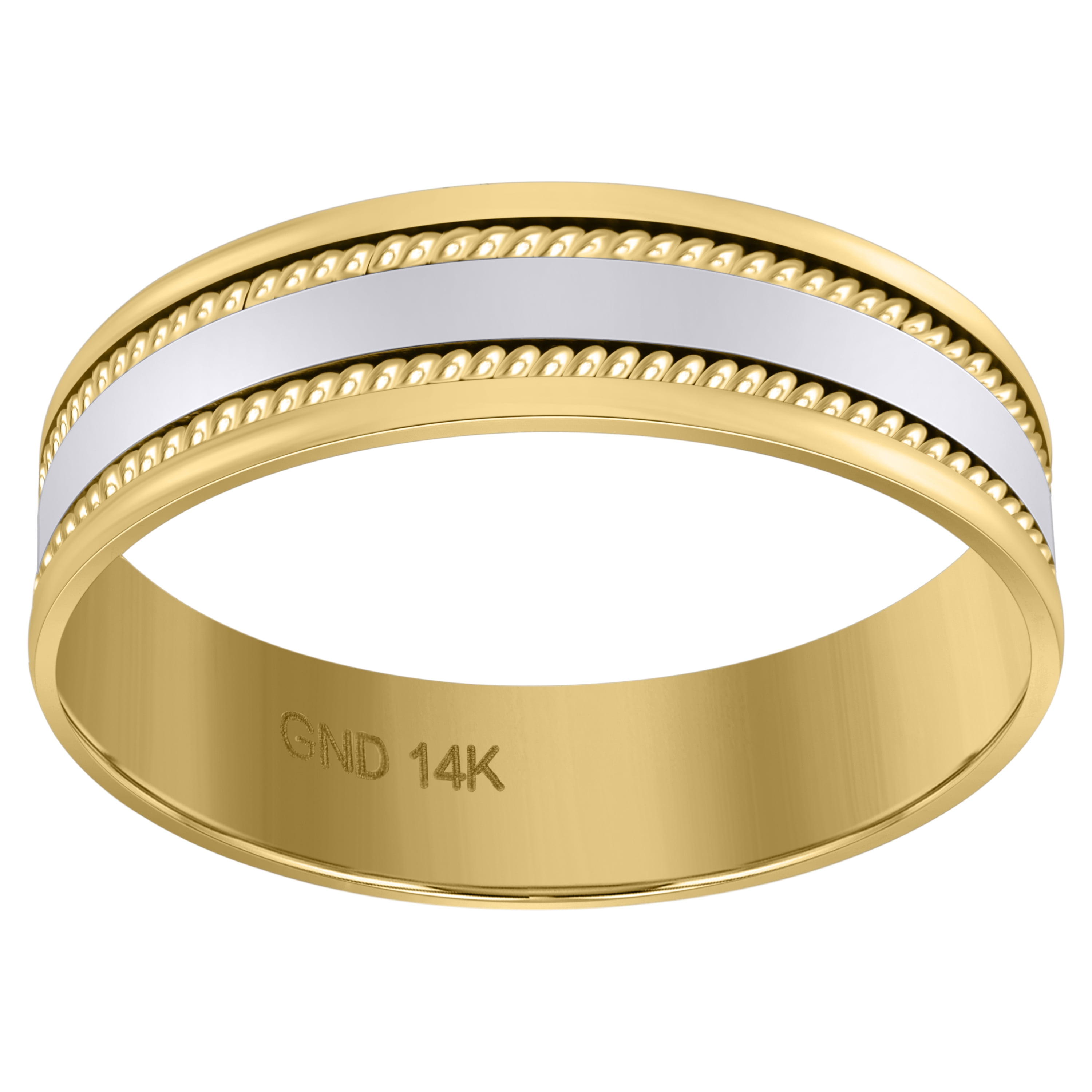 Saris and Things 14kt Gold Mens Twotone Braided Rope Sides Center