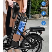 16 Folding Electric Bike for Adults – 630W Peak Motor, 20 MPH, 19–35 Miles Pedal Assist, Dual Suspension, Dual Disc Brakes, Removable Battery, LCD Display, Commuter Ebike