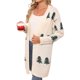 thumbnail image 3 of Cárdigans Largos Navideños para Mujer con Estampado de Árbol de Navidad, Larga, Abrigos de Punto Acogedores para las Fiestas Albaricoque M, 3 of 5
