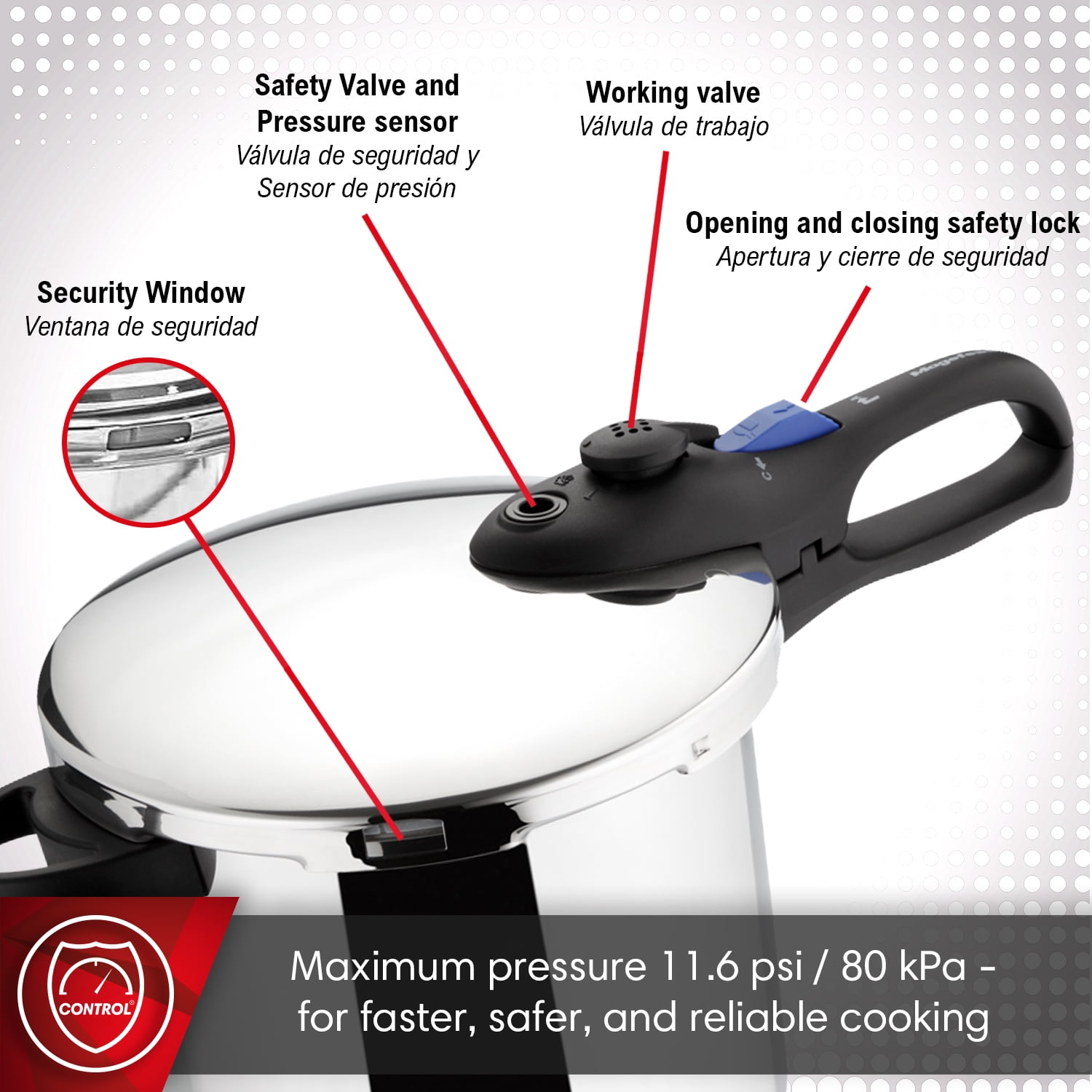 Magefesa Favorit Pressure Cooker Set, 3.2  & 6.3 Qt, Stainless Steel, Induction Compatible, 5 Safety Systems